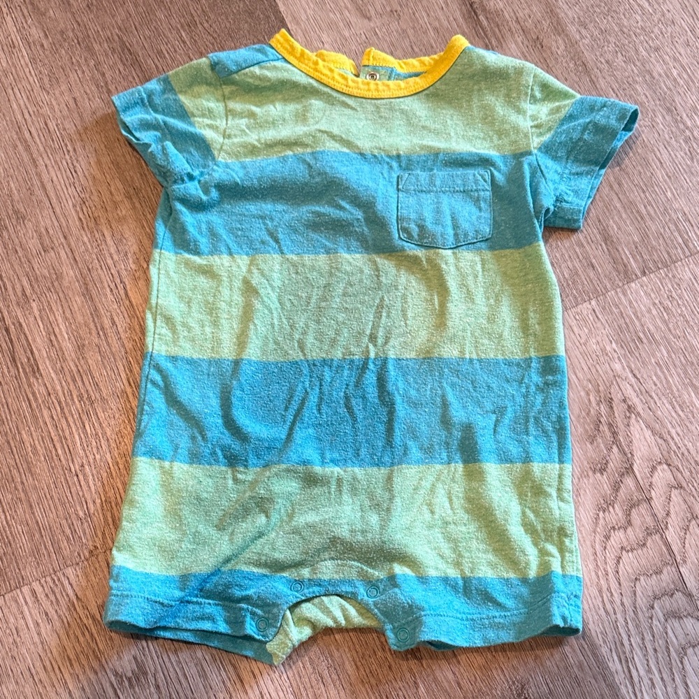 Primary Blue and Yellow Striped Kids One Piece